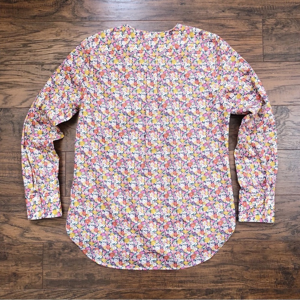 Floral Ruffle-Trim Button-Down Blouse - Pink Multi - Picture 13 of 15